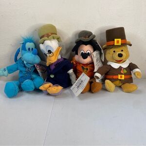 Disney Store Plush Lot of 4 : Pilgrim Pooh, Goofy, Mickey, Scrooge w/ Tags